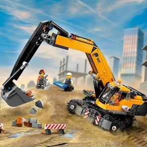 Желтый строительный экскаватор